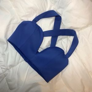 Blue cross back crop top